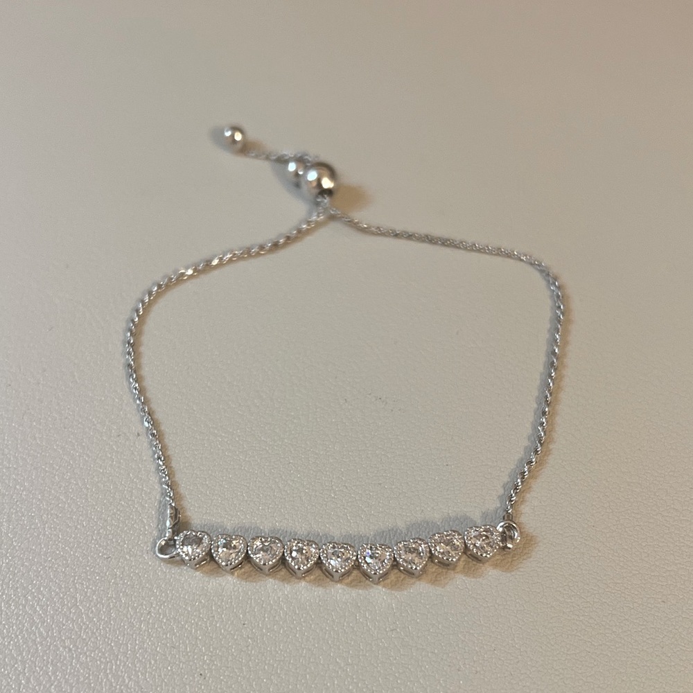 Sterling Silver Adjustable Heart Bracelet